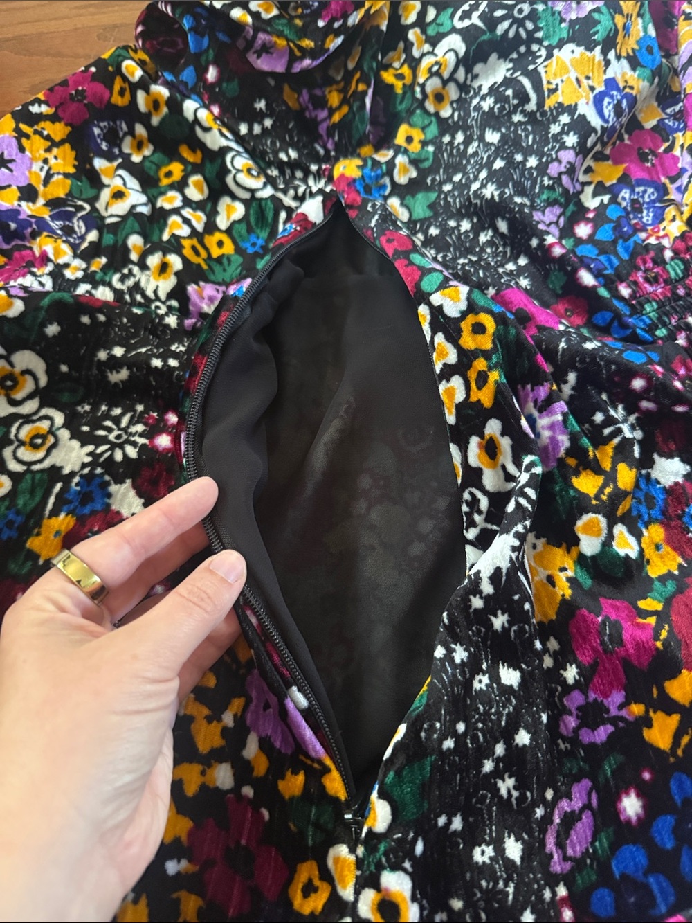 Anthropologie Francis floral velvet puff sleeve a-line dress - Picture 13 of 13